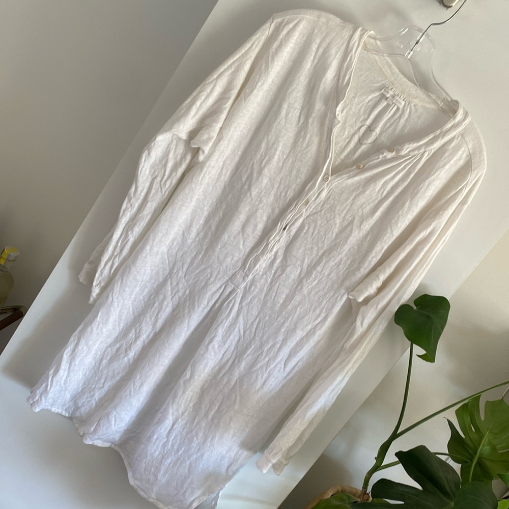 LOUNGE LOVER linen tunic sleep shirt nightdress pajamas S